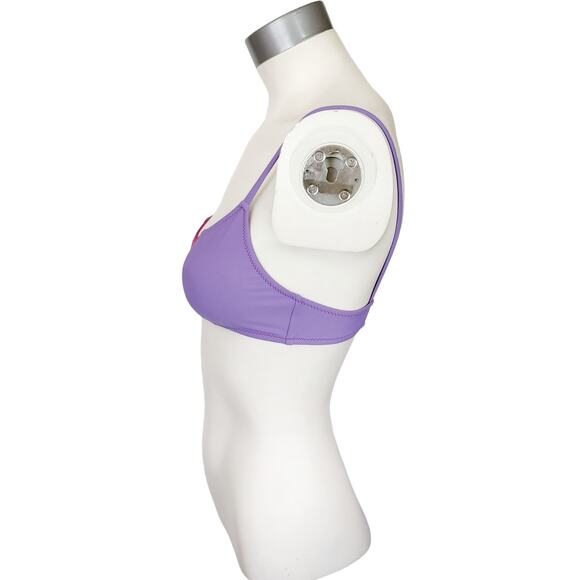 ARAKS Elsa two tone colorblock swim triangle vneck bikini top fuchsia pansy Sz S - Picture 2 of 6